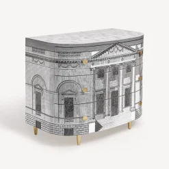 Fornasetti Cassettiera^Cassettiera Curva Palladiana Bianco Nero