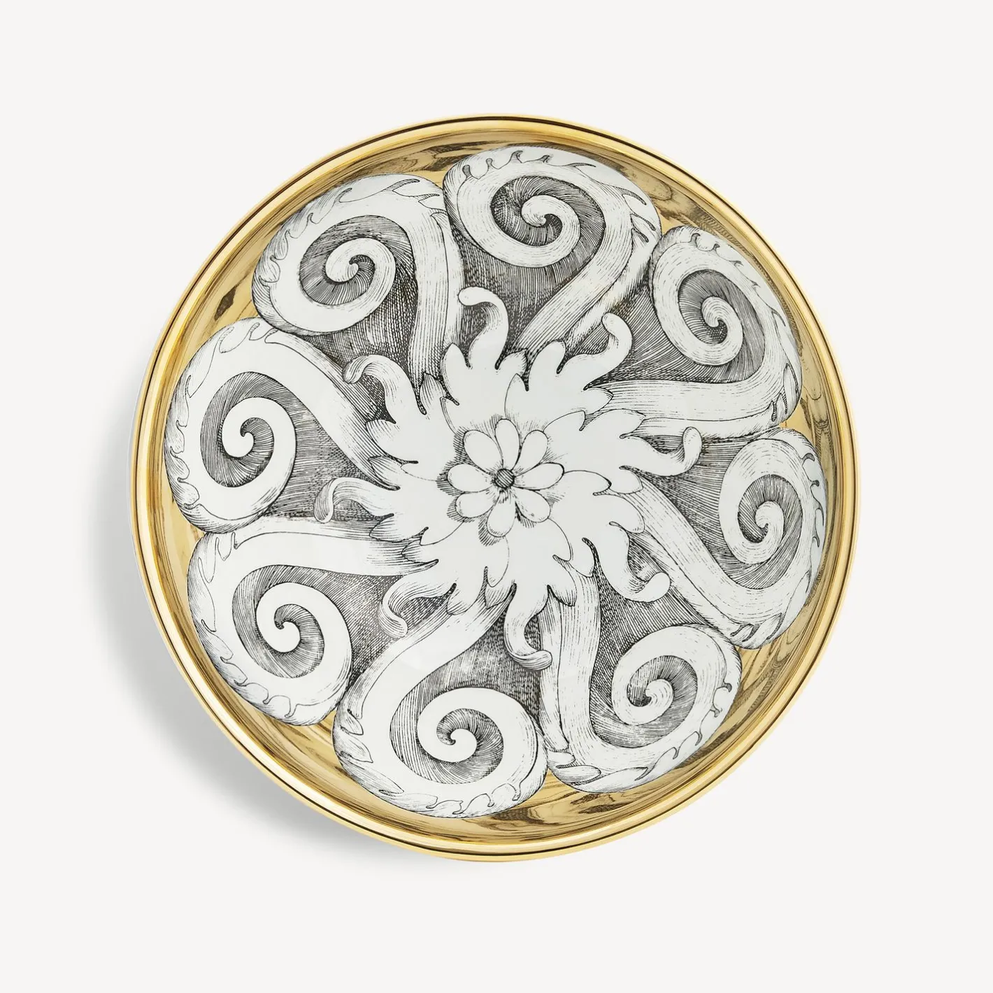 Fornasetti Set Di Antipasti E Centrotavola^Centrotavola Rosone N.1 Bianco/Nero/Oro
