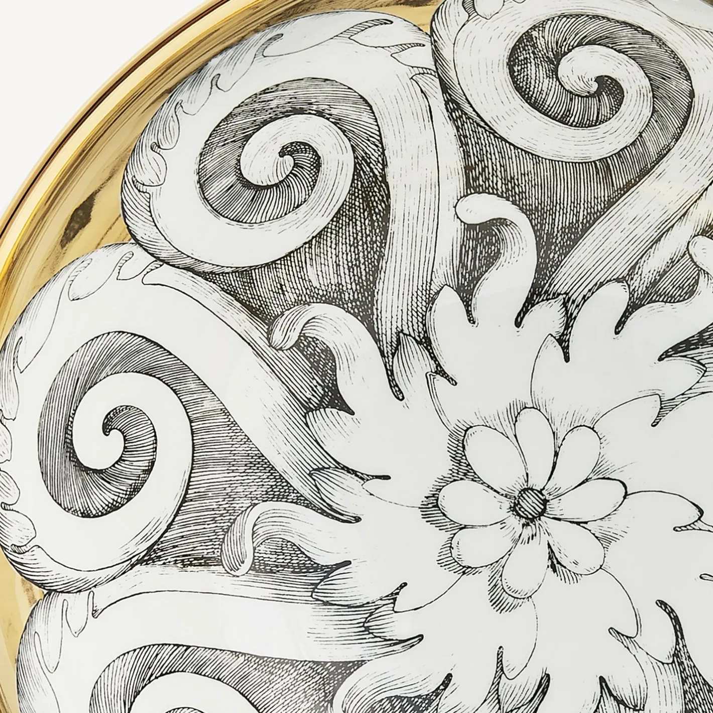 Fornasetti Set Di Antipasti E Centrotavola^Centrotavola Rosone N.1 Bianco/Nero/Oro