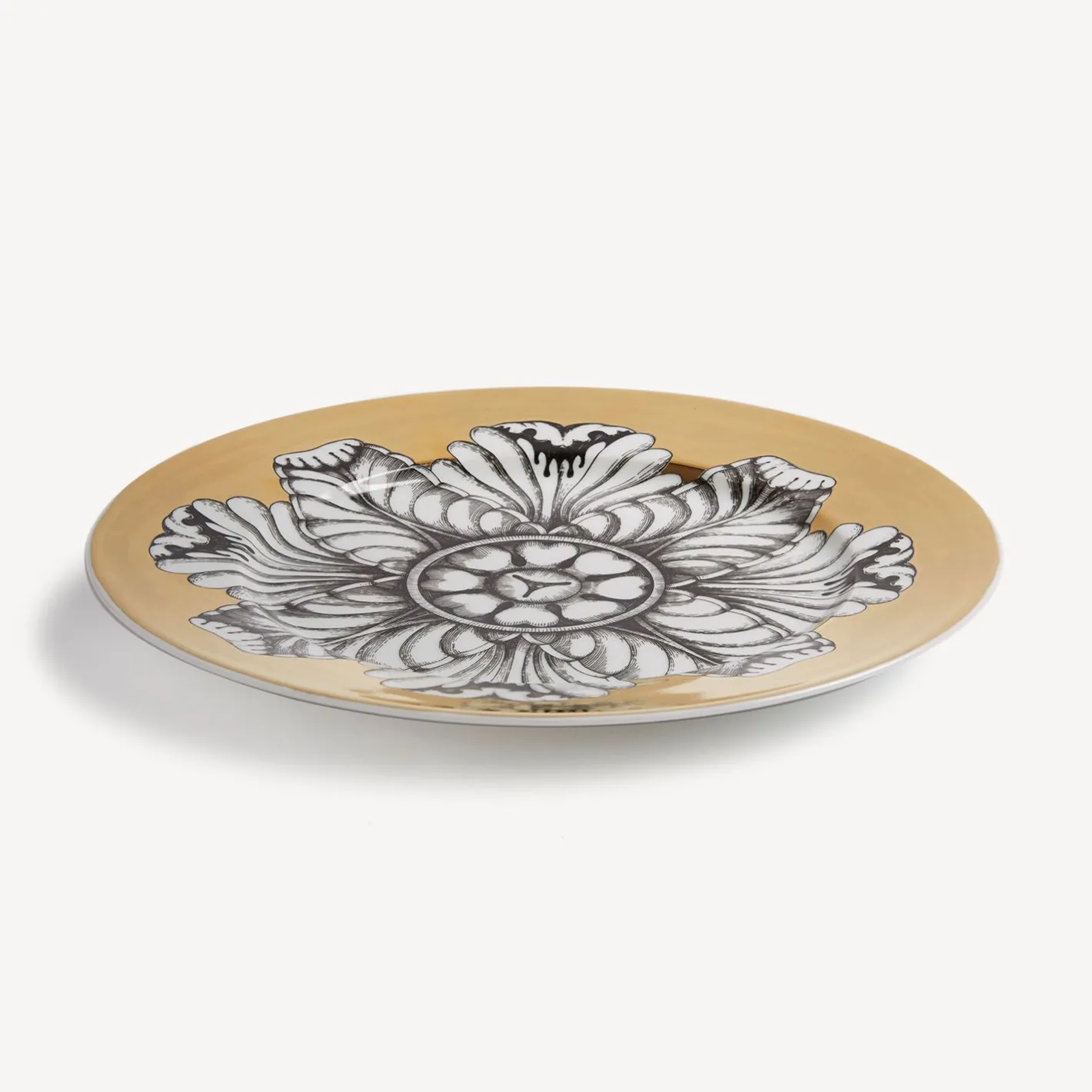 Fornasetti Piatti Decorativi^Cerchione Rosone N.5 Bianco/Nero/Oro