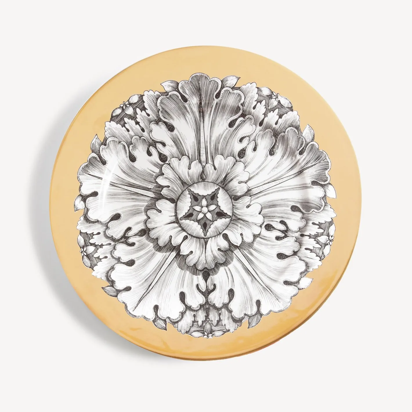 Fornasetti Piatti Decorativi^Cerchione Rosone N.3 Bianco/Nero/Oro