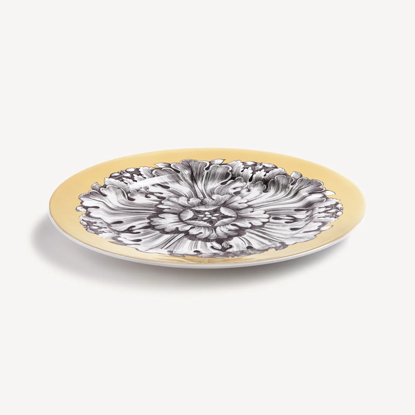 Fornasetti Piatti Decorativi^Cerchione Rosone N.3 Bianco/Nero/Oro