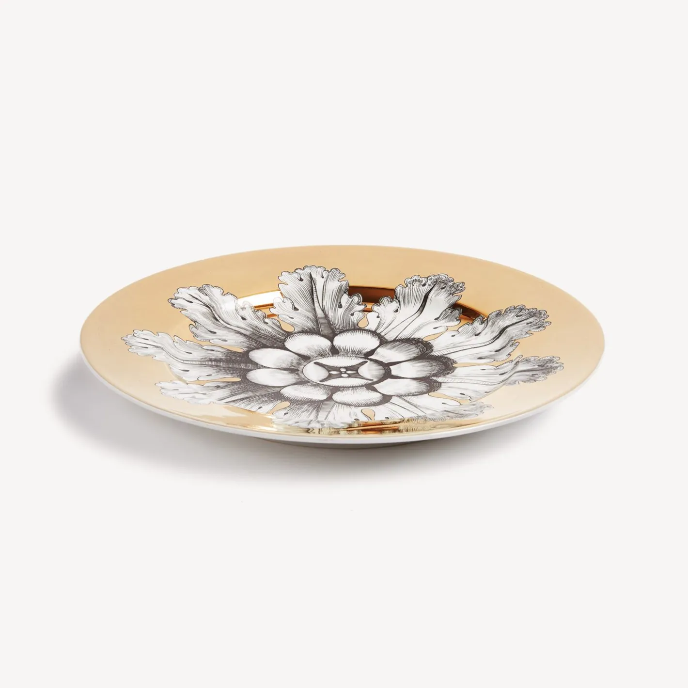 Fornasetti Piatti Decorativi^Cerchio Piastra Rosone N.6 Bianco/Nero/Oro