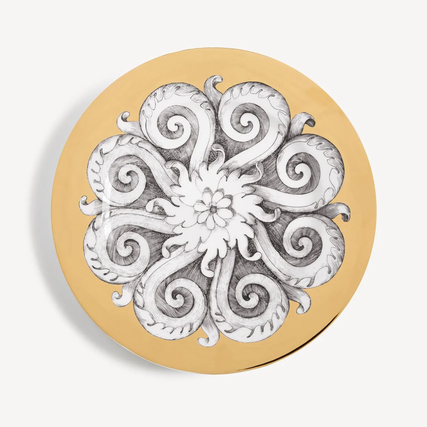 Fornasetti Piatti Decorativi^Cerchio Piastra Rosone N.1 Bianco/Nero/Oro