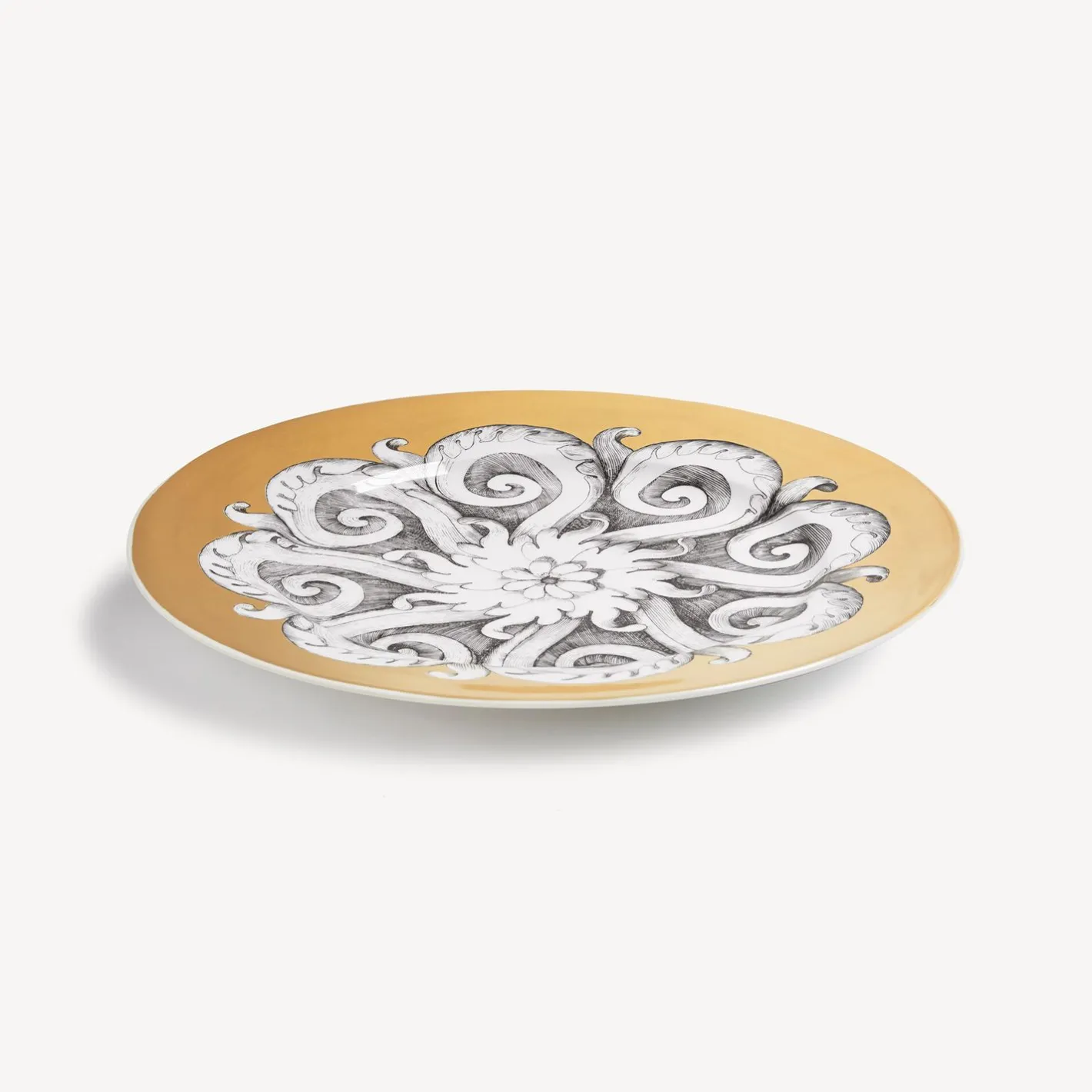 Fornasetti Piatti Decorativi^Cerchio Piastra Rosone N.1 Bianco/Nero/Oro