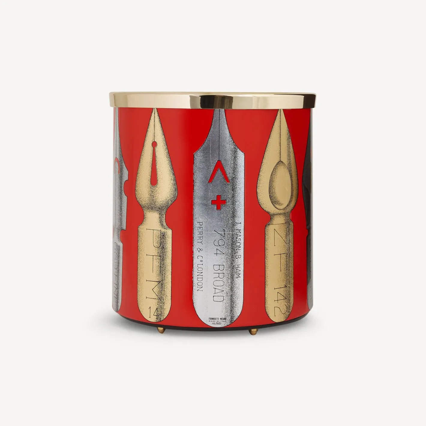 Fornasetti Cestini Di Carta^Cestino Carta Pennini Oro/Argento/Rosso