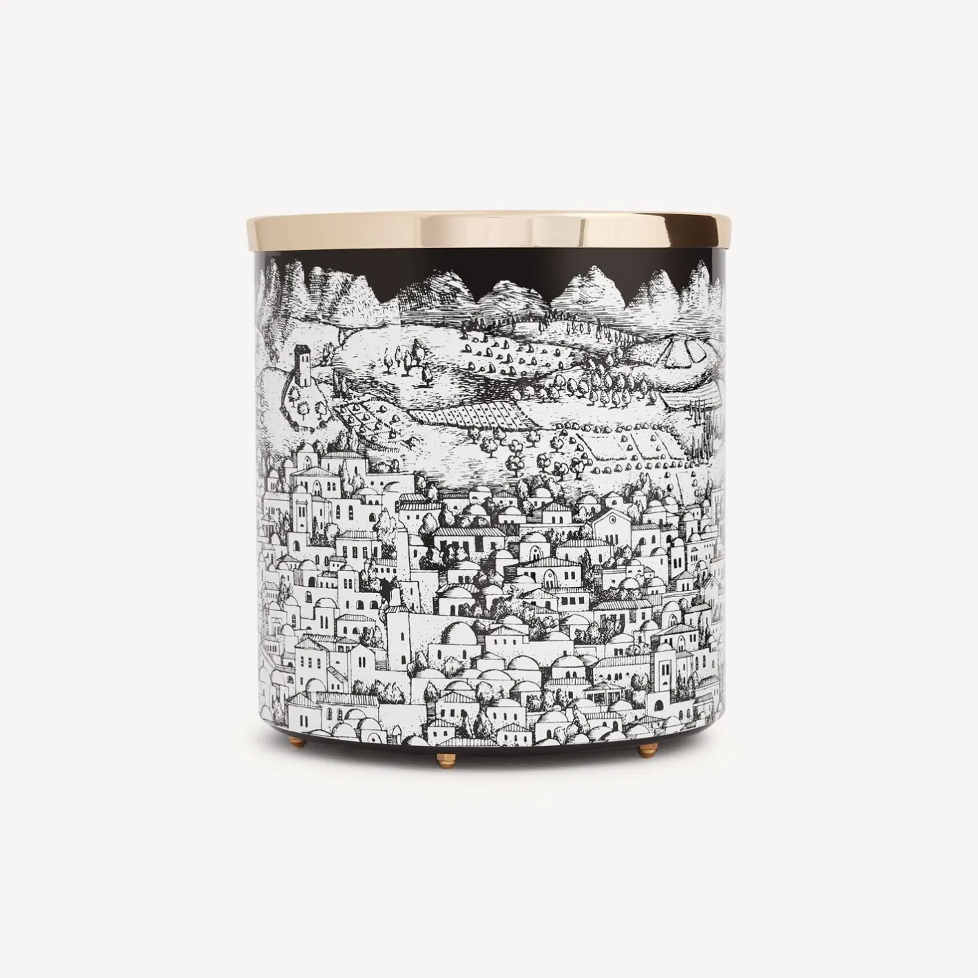 Fornasetti Cestini Di Carta^Cestino Di Carta Gerusalemme Bianco Nero