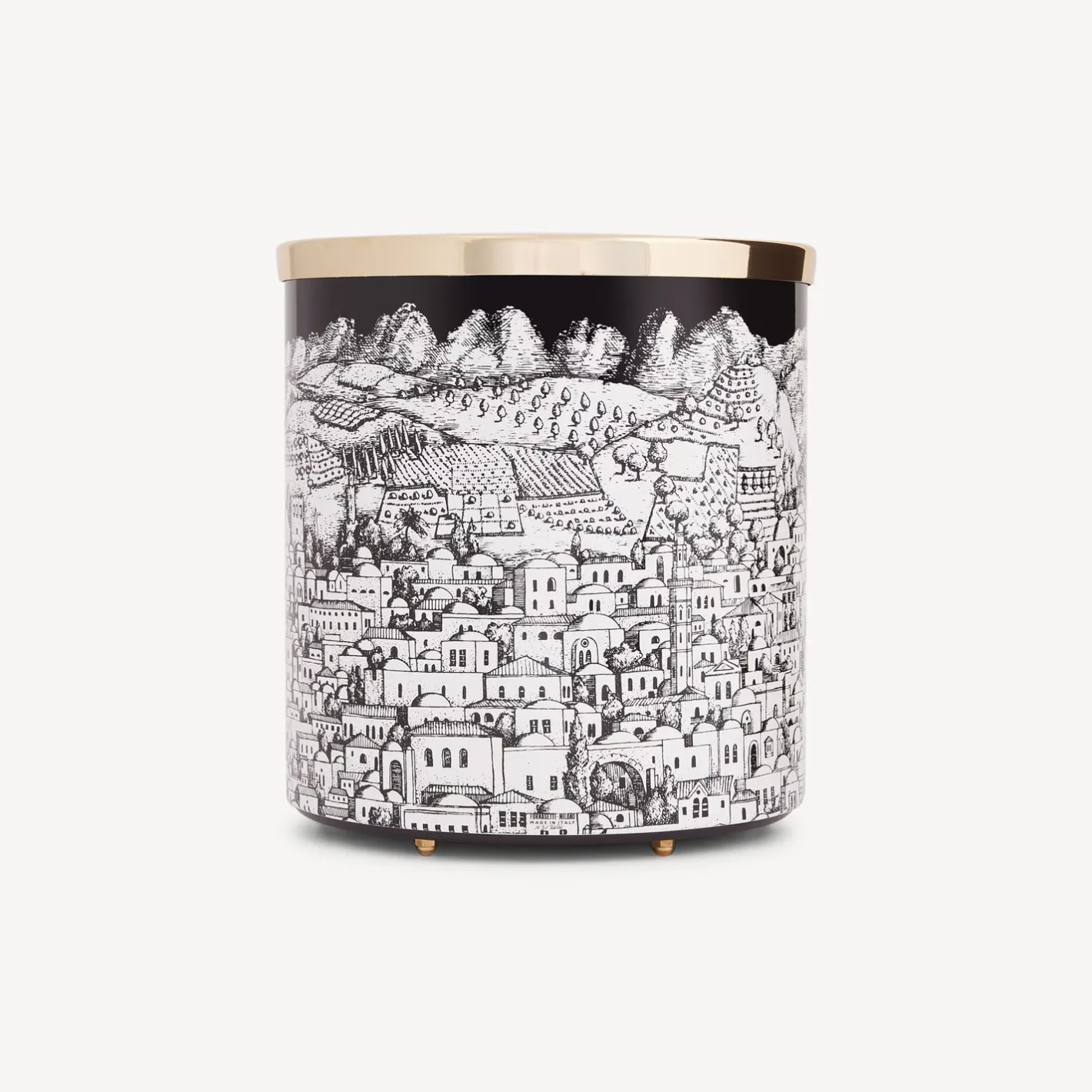 Fornasetti Cestini Di Carta^Cestino Di Carta Gerusalemme Bianco Nero