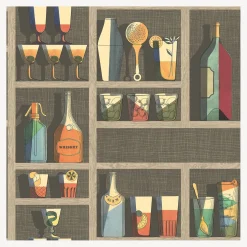 Fornasetti Sfondo^Cocktail Di Carta Da Parati Multicolore