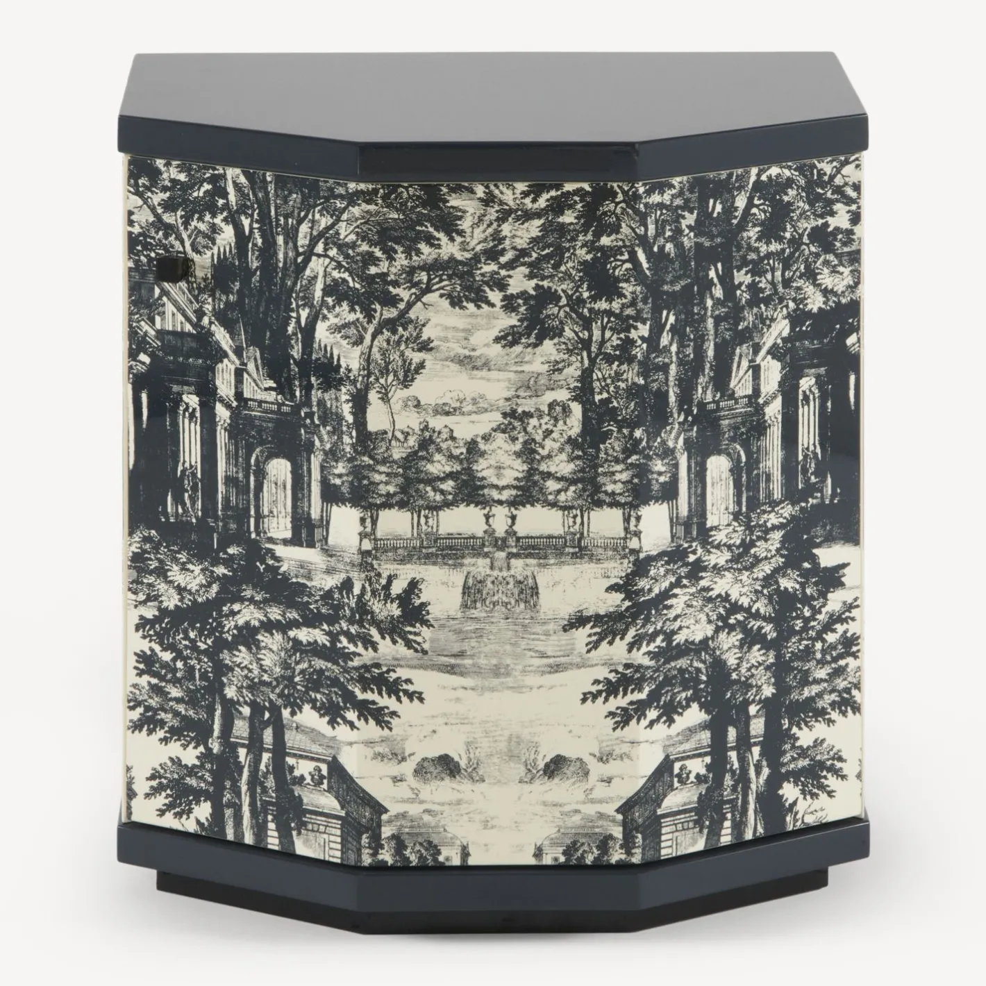 Fornasetti Armadietti^Comodino Poliedrico Giardino Settecentesco Blu/Avorio