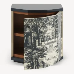 Fornasetti Armadietti^Comodino Poliedrico Giardino Settecentesco Blu/Avorio