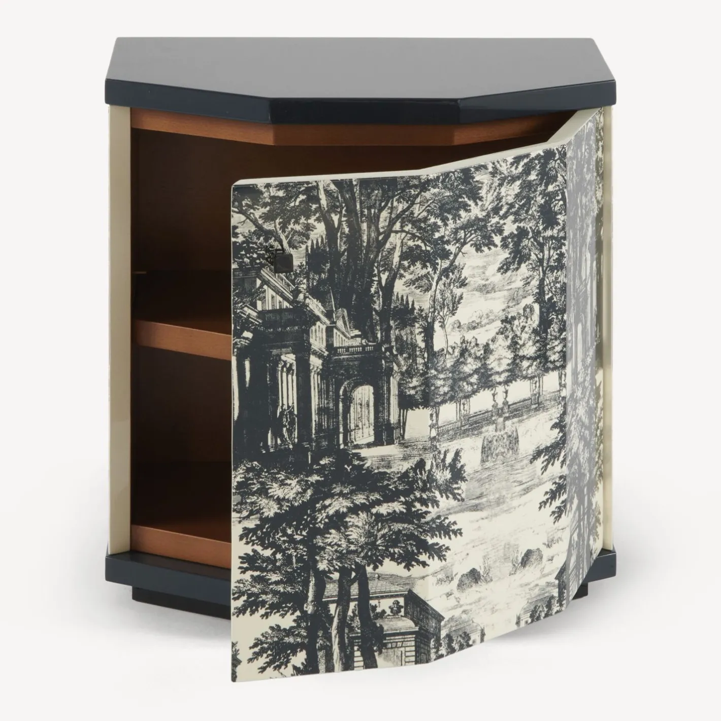 Fornasetti Armadietti^Comodino Poliedrico Giardino Settecentesco Blu/Avorio