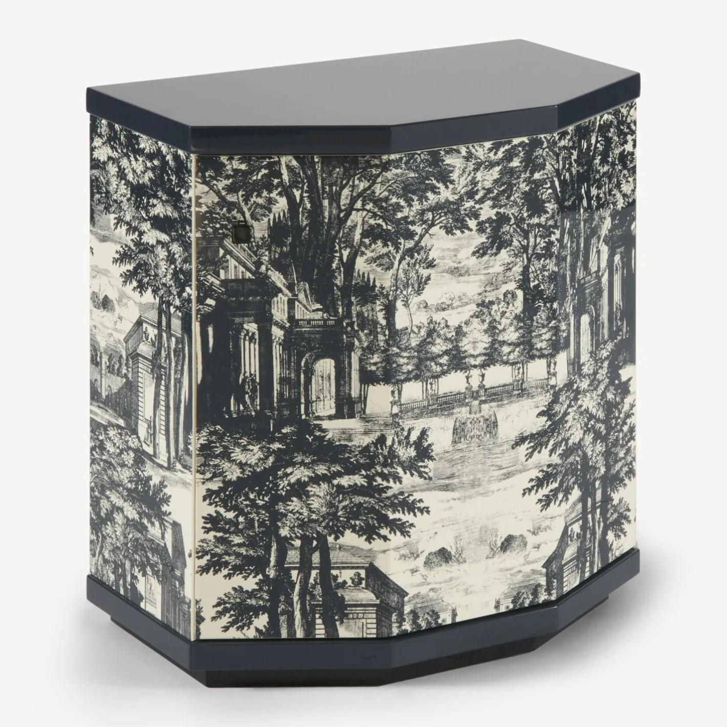 Fornasetti Armadietti^Comodino Poliedrico Giardino Settecentesco Blu/Avorio