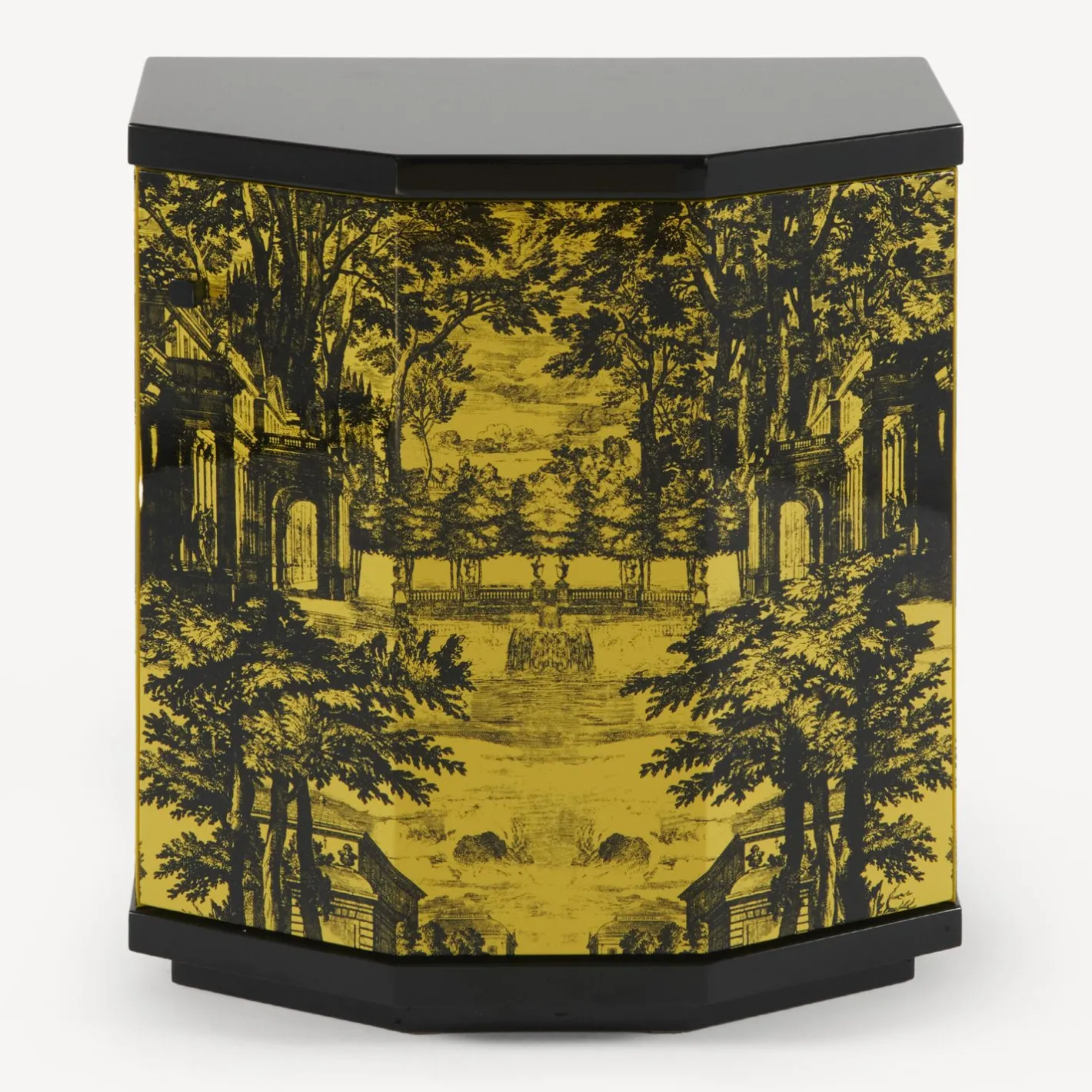 Fornasetti Armadietti^Comodino Poliedrico Giardino Settecentesco Nero Giallo