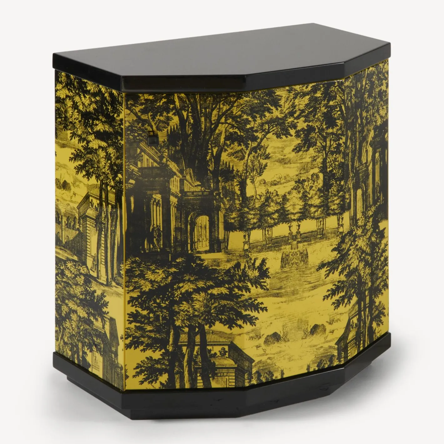 Fornasetti Armadietti^Comodino Poliedrico Giardino Settecentesco Nero Giallo