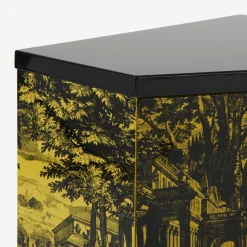 Fornasetti Armadietti^Comodino Poliedrico Giardino Settecentesco Nero Giallo