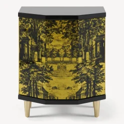 Fornasetti Armadietti^Comodino Poliedrico Giardino Settecentesco Nero Giallo