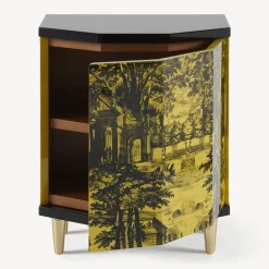 Fornasetti Armadietti^Comodino Poliedrico Giardino Settecentesco Nero Giallo