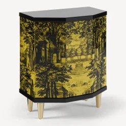 Fornasetti Armadietti^Comodino Poliedrico Giardino Settecentesco Nero Giallo