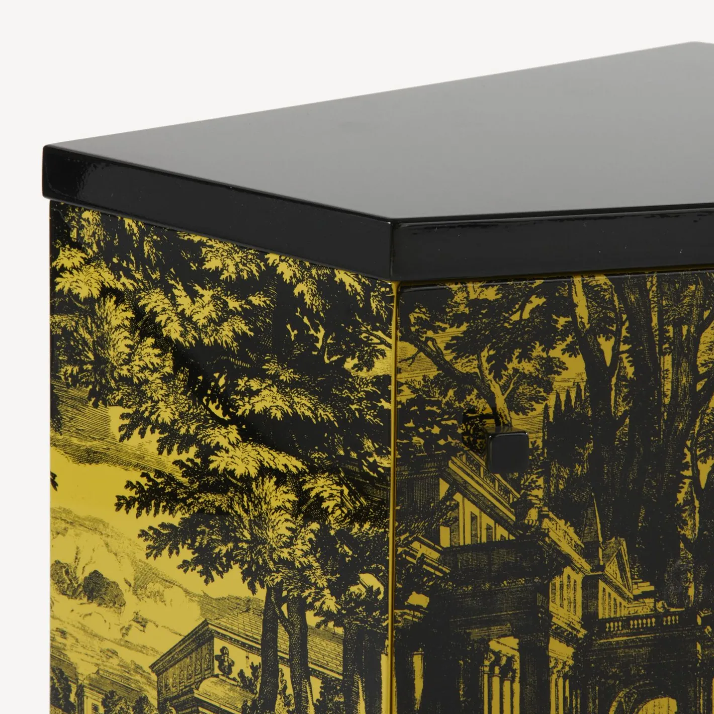 Fornasetti Armadietti^Comodino Poliedrico Giardino Settecentesco Nero Giallo
