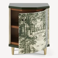 Fornasetti Armadietti^Comodino Poliedrico Giardino Settecentesco Verde/Avorio