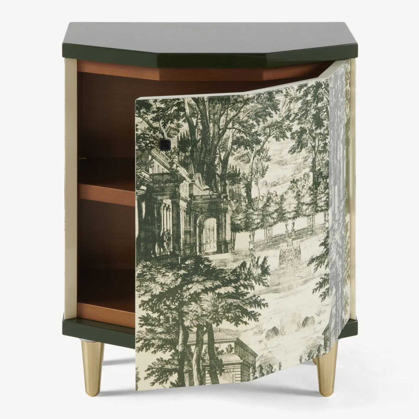 Fornasetti Armadietti^Comodino Poliedrico Giardino Settecentesco Verde/Avorio