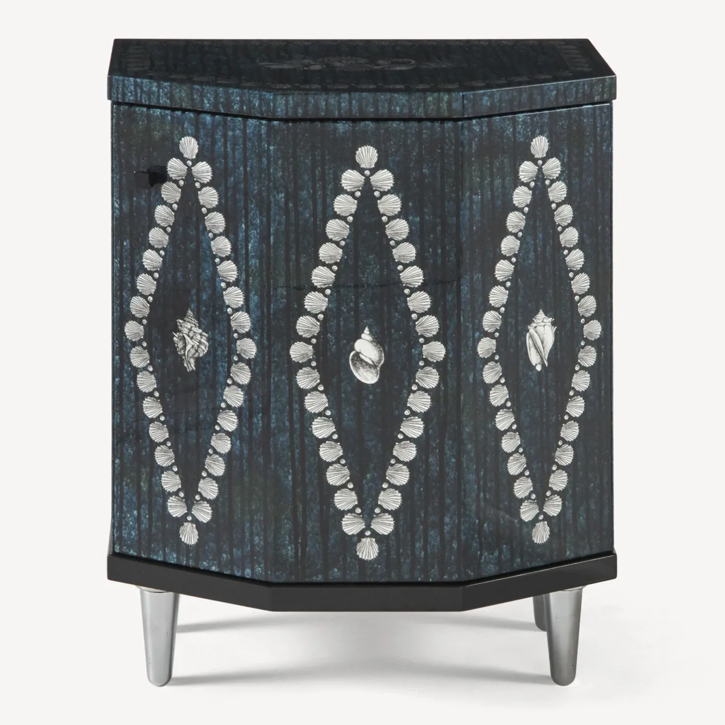 Fornasetti Armadietti^Comodino Poliedrico Giro Di Conchiglie Argento/Blu