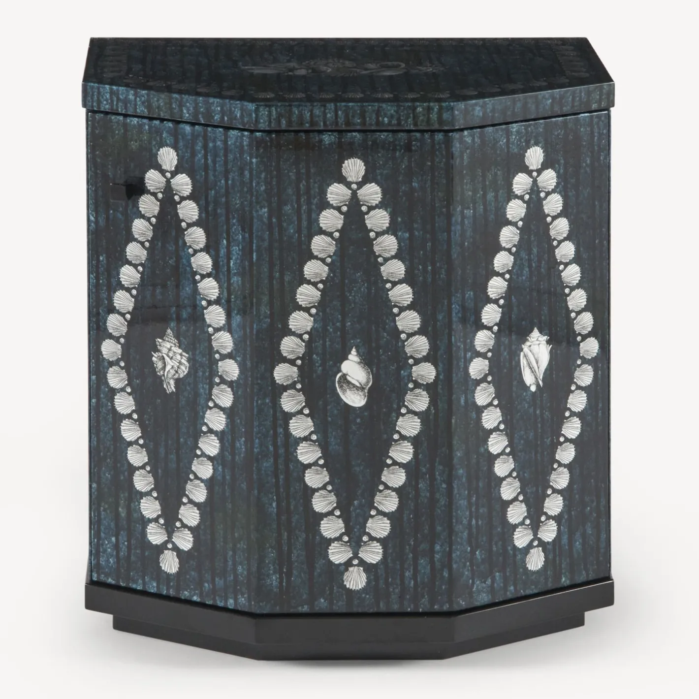 Fornasetti Armadietti^Comodino Poliedrico Giro Di Conchiglie Argento/Blu