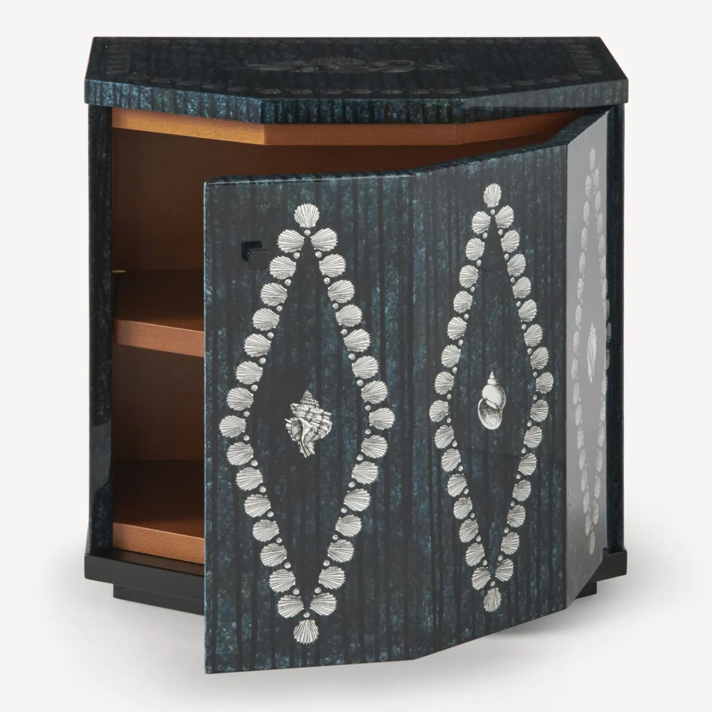 Fornasetti Armadietti^Comodino Poliedrico Giro Di Conchiglie Argento/Blu