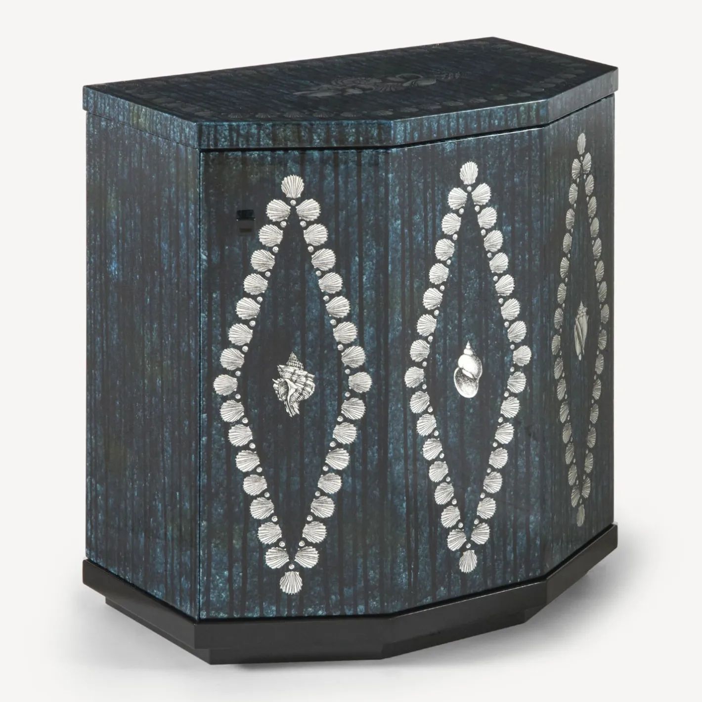 Fornasetti Armadietti^Comodino Poliedrico Giro Di Conchiglie Argento/Blu
