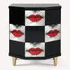 Fornasetti Armadietti^Comodino Poliedrico Kiss Rosso/Bianco/Nero