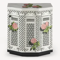 Fornasetti Armadietti^Comodino Poliedrico Musciarabia Con Rose Multicolore