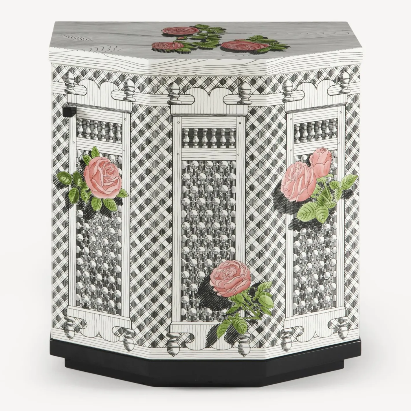 Fornasetti Armadietti^Comodino Poliedrico Musciarabia Con Rose Multicolore