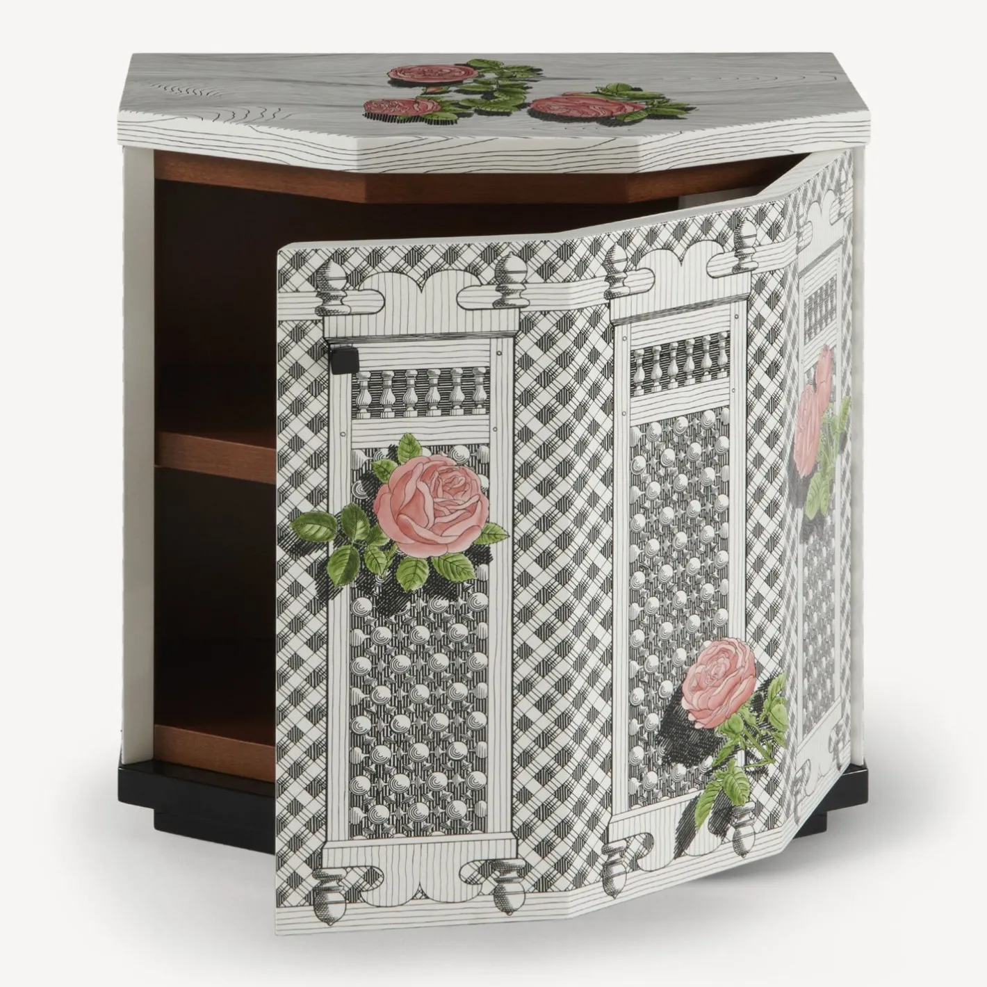 Fornasetti Armadietti^Comodino Poliedrico Musciarabia Con Rose Multicolore