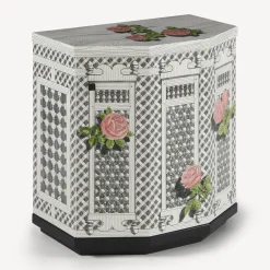 Fornasetti Armadietti^Comodino Poliedrico Musciarabia Con Rose Multicolore