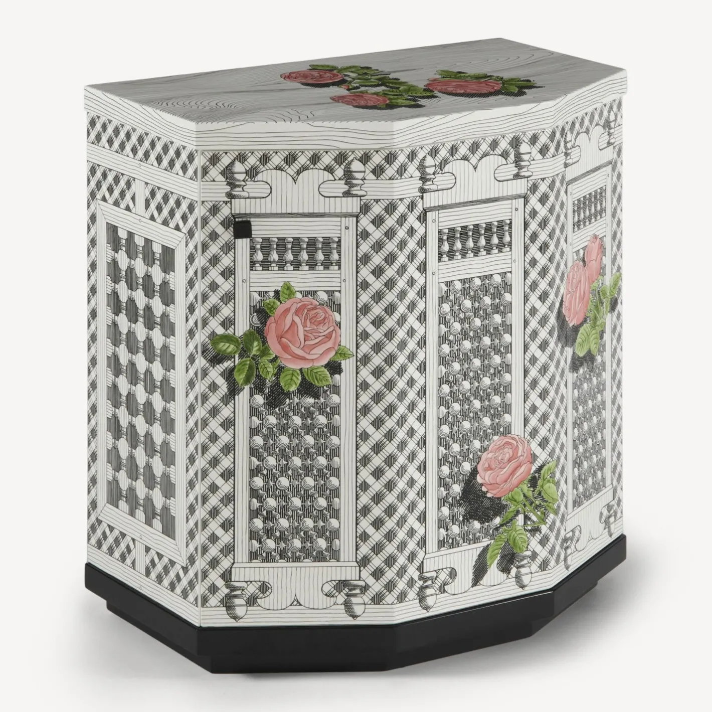 Fornasetti Armadietti^Comodino Poliedrico Musciarabia Con Rose Multicolore