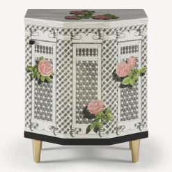 Fornasetti Armadietti^Comodino Poliedrico Musciarabia Con Rose Multicolore