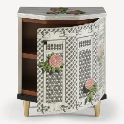 Fornasetti Armadietti^Comodino Poliedrico Musciarabia Con Rose Multicolore