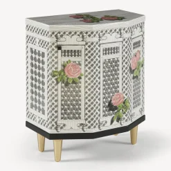 Fornasetti Armadietti^Comodino Poliedrico Musciarabia Con Rose Multicolore