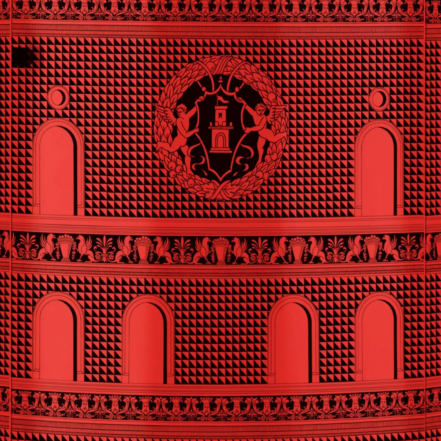 Fornasetti Console Di Archiviazione^Consolle Alta Facciata Quattrocentesca Rosso Nero