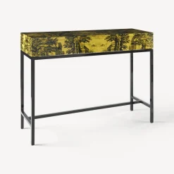 Fornasetti Console Di Archiviazione^Consolle Con Cassetto Giardino Settecentesco Nero Giallo