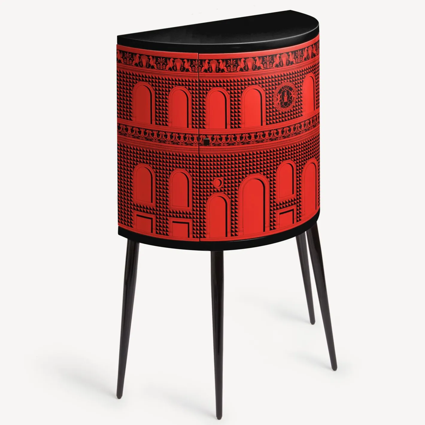 Fornasetti Console Di Archiviazione^Consolle Facciata Quattrocentesca Rosso Nero