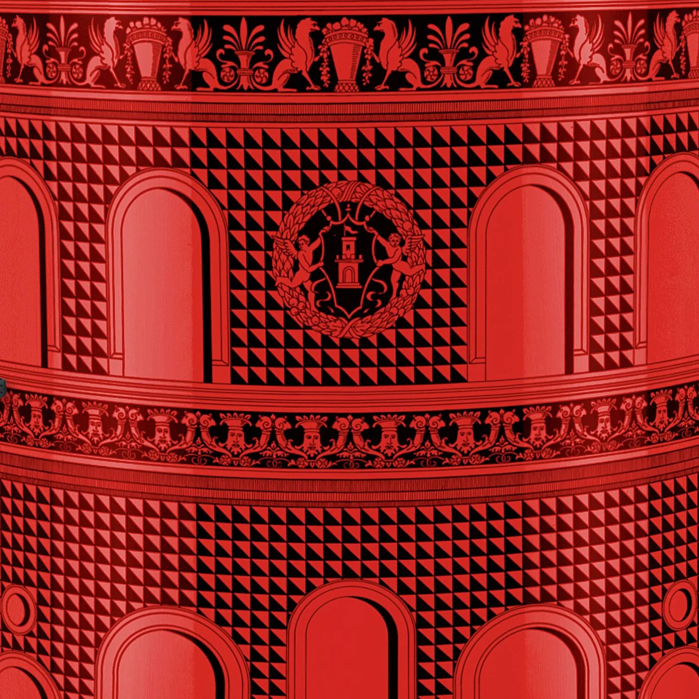 Fornasetti Console Di Archiviazione^Consolle Facciata Quattrocentesca Rosso Nero