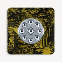 Fornasetti Specchi Di Design^Cornice Con Specchio Bubbles Giardino Settecentesco Nero Giallo