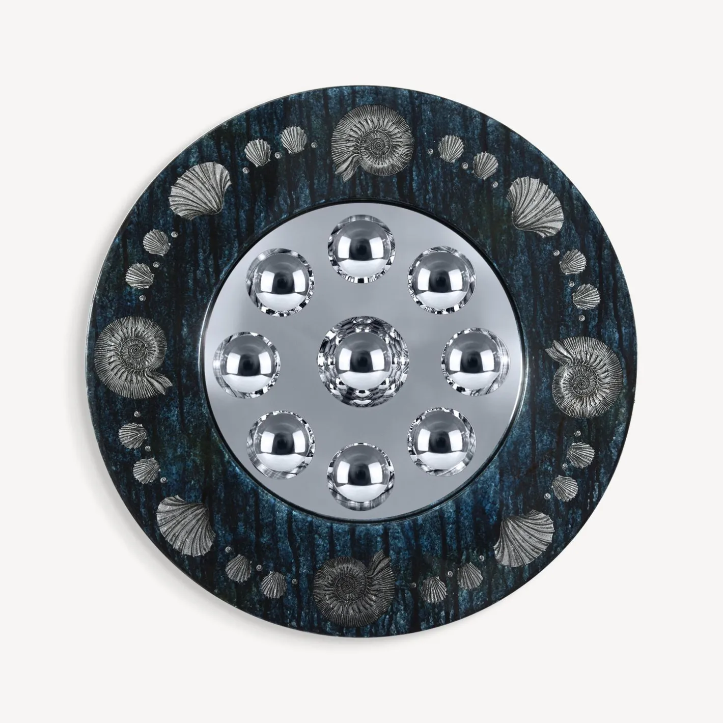Fornasetti Specchi Di Design^Cornice Con Specchio Bubbles Giro Di Conchiglie Argento/Blu