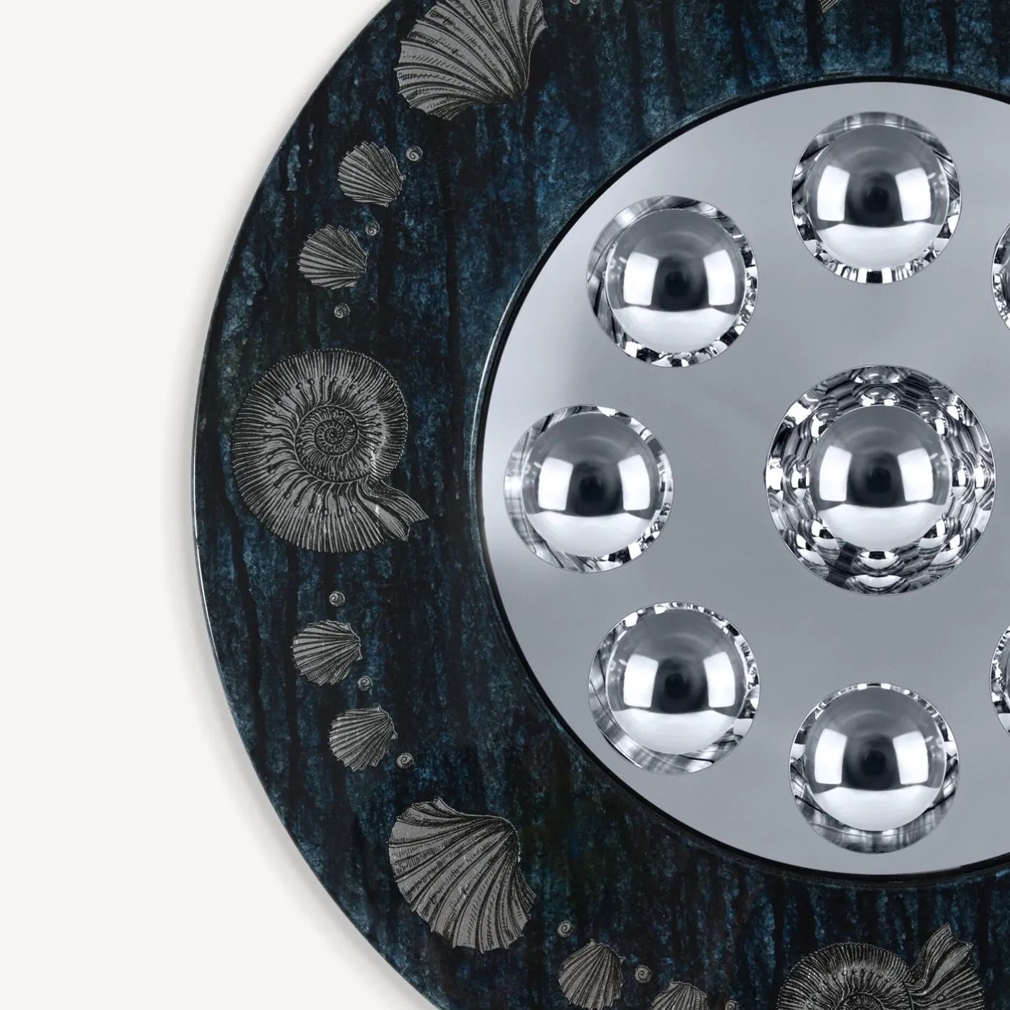 Fornasetti Specchi Di Design^Cornice Con Specchio Bubbles Giro Di Conchiglie Argento/Blu
