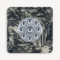 Fornasetti Specchi Di Design^Cornice Con Specchio Bubbles Giardino Settecentesco Blu/Avorio