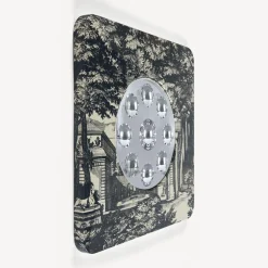 Fornasetti Specchi Di Design^Cornice Con Specchio Bubbles Giardino Settecentesco Blu/Avorio