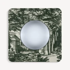 Fornasetti Specchi Di Design^Cornice Con Specchio Convesso Giardino Settecentesco Verde/Avorio