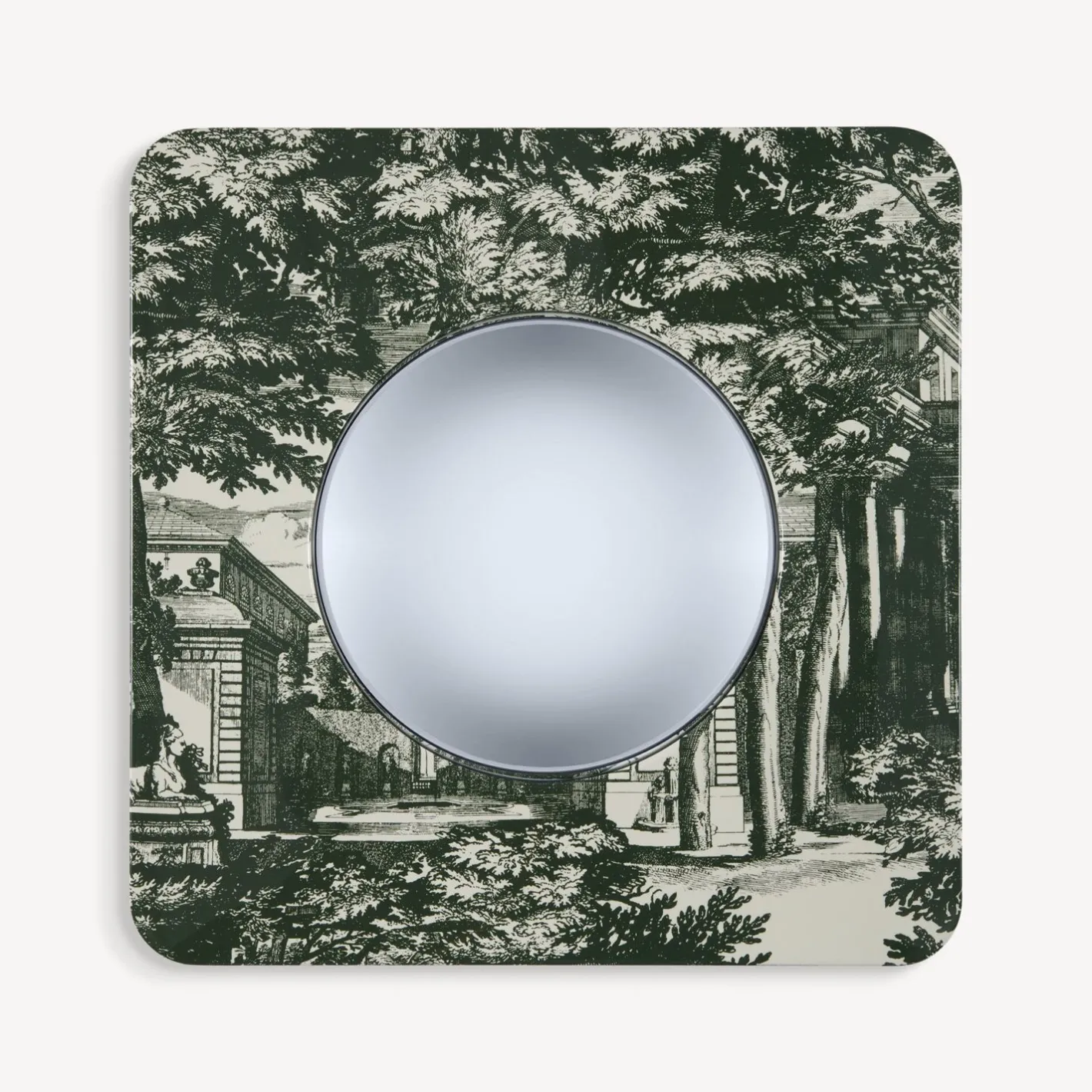 Fornasetti Specchi Di Design^Cornice Con Specchio Convesso Giardino Settecentesco Verde/Avorio